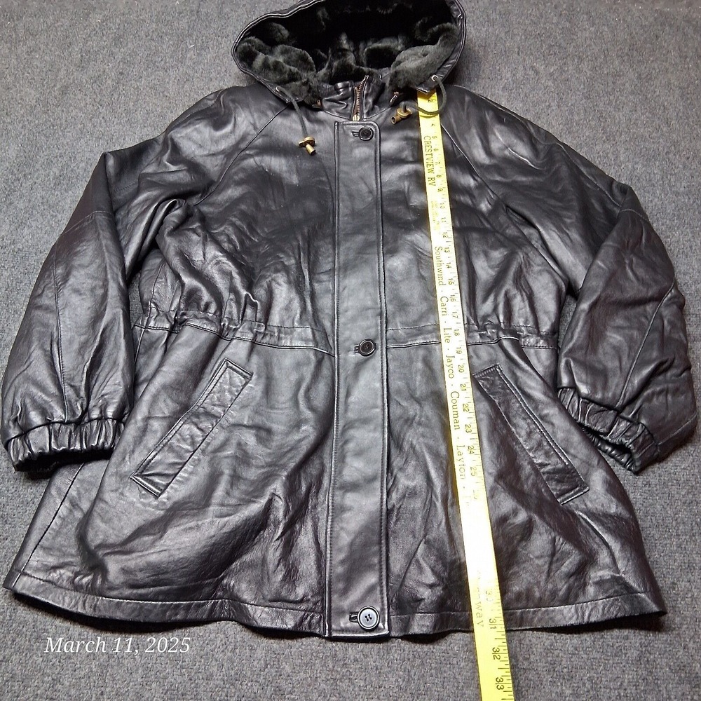 VTG Bromley Northern Glades Soft Leather Jacket Women XL Black W Zip Out Lining - Picture 4 of 8
